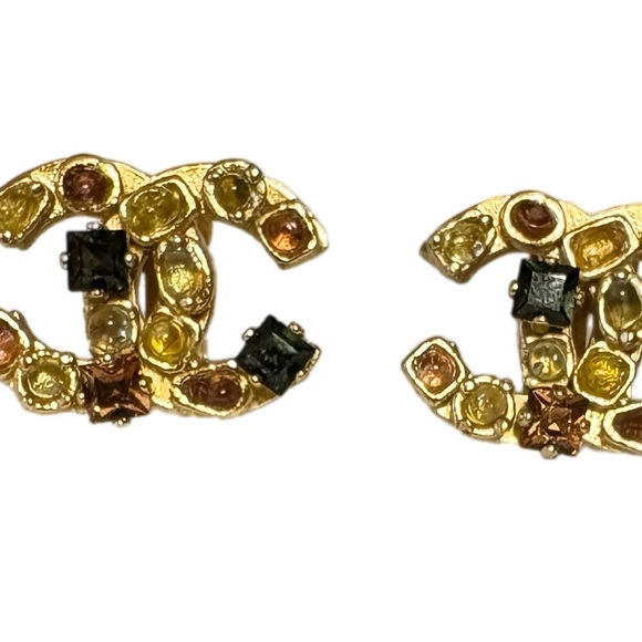 CHANEL Vintage CC earrings featuring multi-colored gemstones - Picture 3 of 7